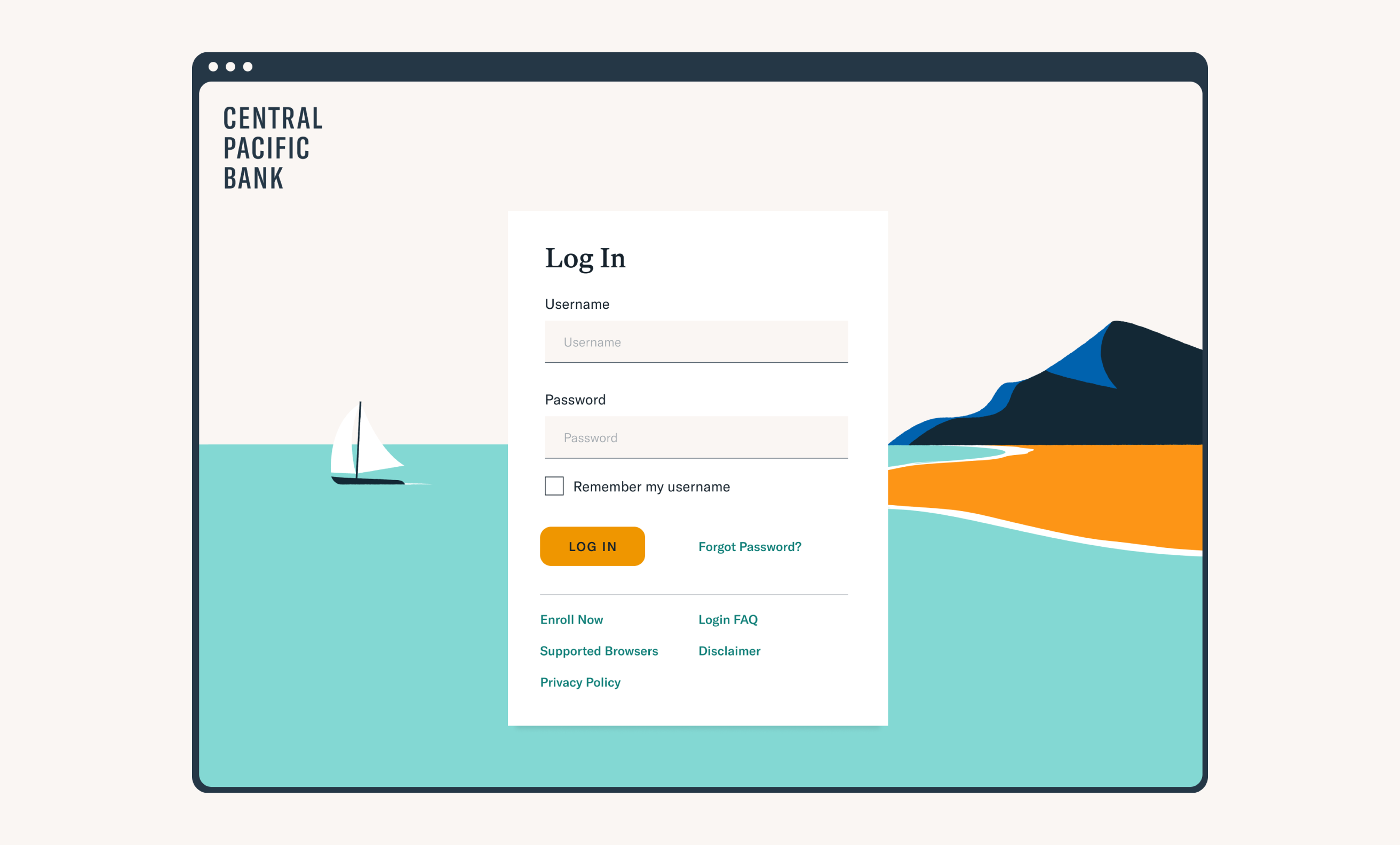 Desktop banking log in